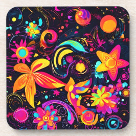 Psychedelische Bloemencosmos Bier Onderzetter