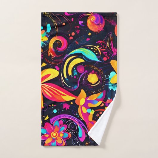 Psychedelische bloemenkosmos bad handdoek (Handdoek)