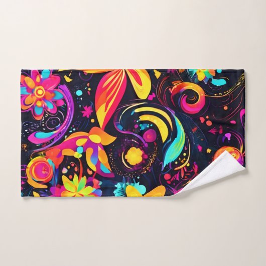 Psychedelische bloemenkosmos bad handdoek (Handdoek)