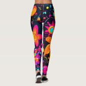 Psychedelische bloemenkosmos leggings (Achterkant)