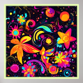 Psychedelische bloemenkosmos poster