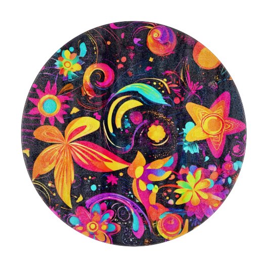 Psychedelische bloemenkosmos snijplank (Voorkant)