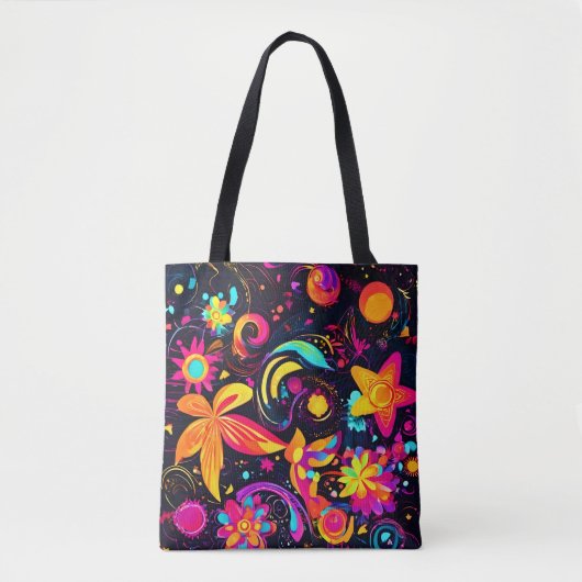 Psychedelische bloemenkosmos tote bag (Voorkant)