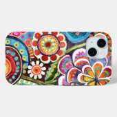 psychedelische bloementuin levendige volkskunst Case-Mate iPhone case (Achterkant (horizontaal))