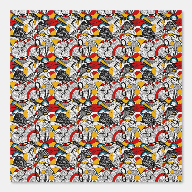 Psychedelische bloemenwaanzin: een levendig patroo behang (Voorkant)