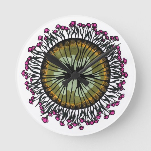 Psychedelische bloemige mandala oog wandklok | Tri (Voorkant)