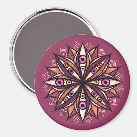 Psychedelische bloemkunst met trippy griezelige og magneet (Voorkant / Achterkant)