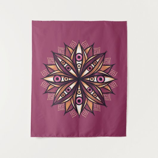 Psychedelische bloemkunst met trippy griezelige og wandkleed (Voorkant)