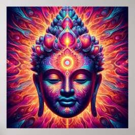 Psychedelische Boeddha-kunstposter - Levendig derd Poster
