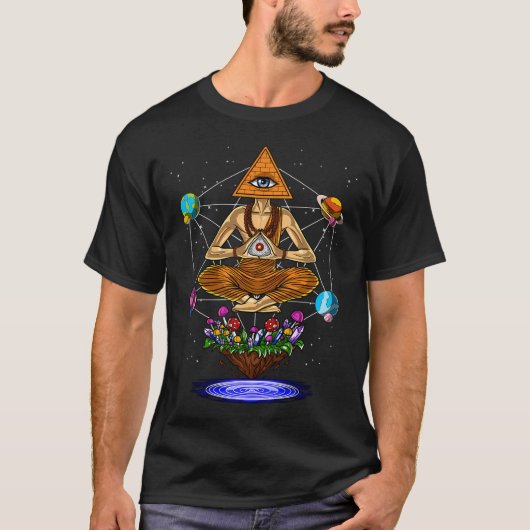 Psychedelische Boeddha Piramide T-shirt (Voorkant)
