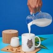 Psychedelische Boho Bloemige Wolf Kunstkoffie Koffiemok