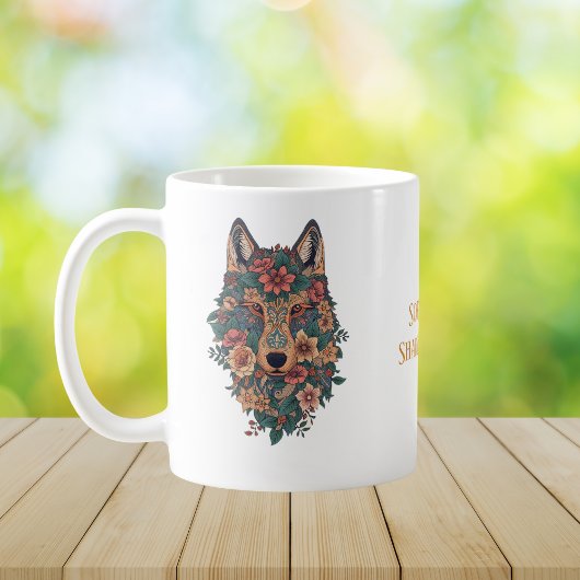 Psychedelische Boho Bloemige Wolf Kunstkoffie Koffiemok