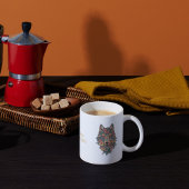 Psychedelische Boho Bloemige Wolf Kunstkoffie Koffiemok