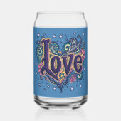 Psychedelische Boho Love Lettering met Bloemen Acc Blikvorm Glas (Voorkant)
