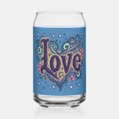 Psychedelische Boho Love Lettering met Bloemen Acc Blikvorm Glas (Achterkant)