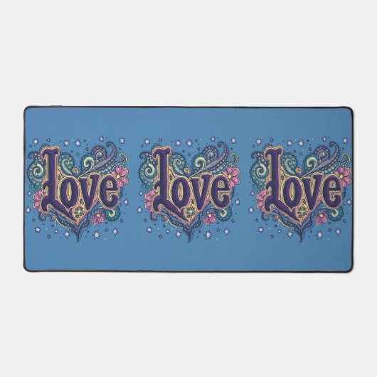 Psychedelische Boho Love Lettering met Bloemen Acc Bureaumat (Voorkant)