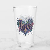 Psychedelische Boho Love Lettering met Bloemen Acc Glas (Achterkant)