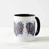 Psychedelische Boho Love Lettering met Bloemen Acc Mok (Voorkant rechts)