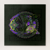 Psychedelische Bombay Kat in Paars Legpuzzel (Horizontaal)