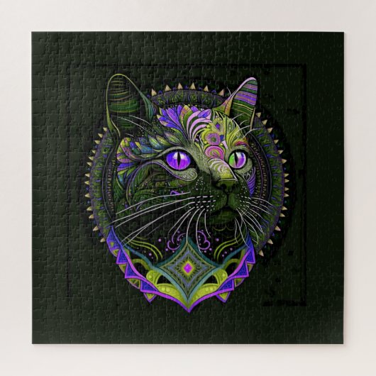 Psychedelische Bombay Kat in Paars Legpuzzel (Verticaal)