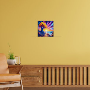 Psychedelische Boom Zonsondergang Surrealistisch L Poster