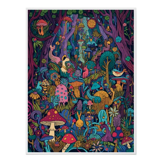 Psychedelische bosposter perfect poster (Voorkant)