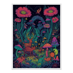 Psychedelische bosposter perfect poster
