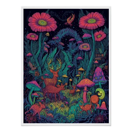 Psychedelische bosposter perfect poster (Voorkant)