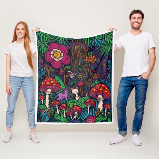 Psychedelische bosvachtdeken fleece deken (In situ)