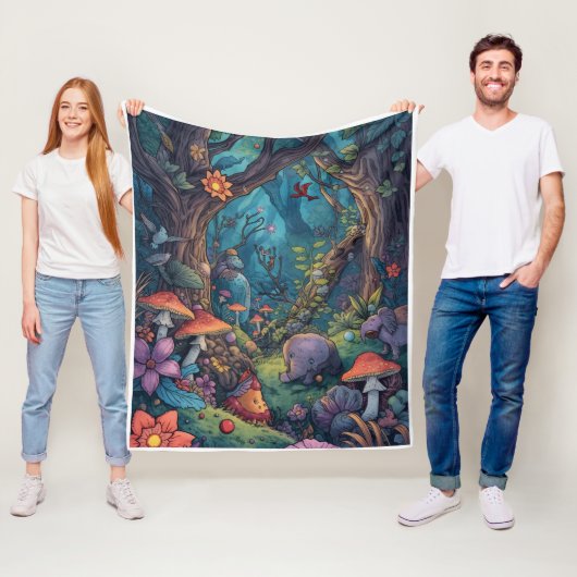 Psychedelische bosvachtdeken fleece deken (In situ)
