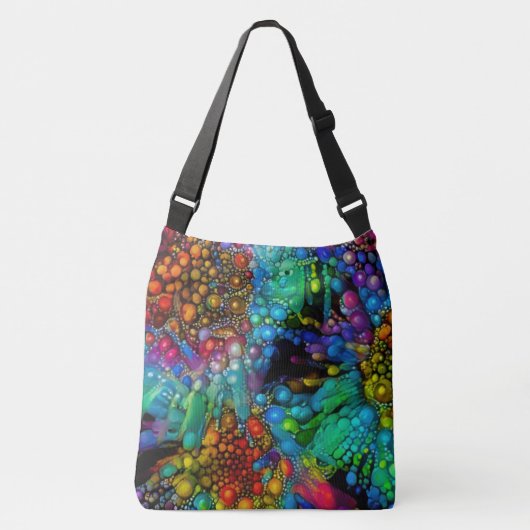 Psychedelische Bubble Burst Abstracte madeliefjes Crossbody Tas (Voorkant)