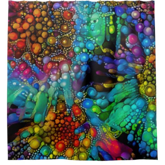 Psychedelische Bubble Burst Abstracte madeliefjes Douchegordijn (Voorkant)