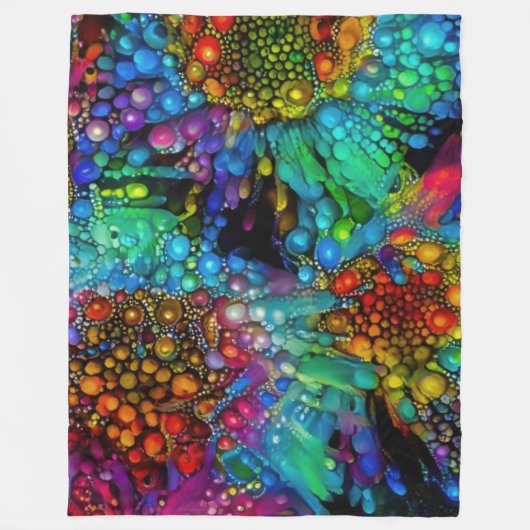 Psychedelische Bubble Burst Abstracte madeliefjes Fleece Deken (Voorkant)