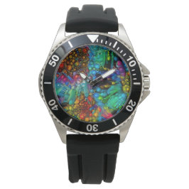 Psychedelische Bubble Burst Abstracte madeliefjes Horloge
