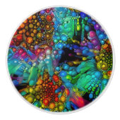 Psychedelische Bubble Burst Abstracte madeliefjes Keramische Knop (Voorkant)