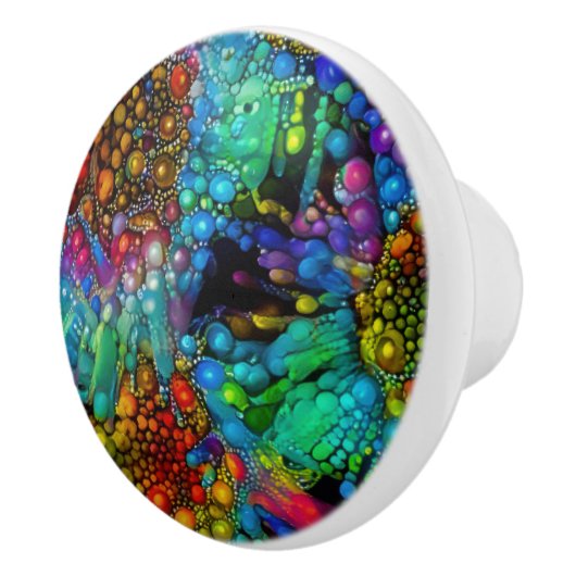 Psychedelische Bubble Burst Abstracte madeliefjes Keramische Knop (Rechts)