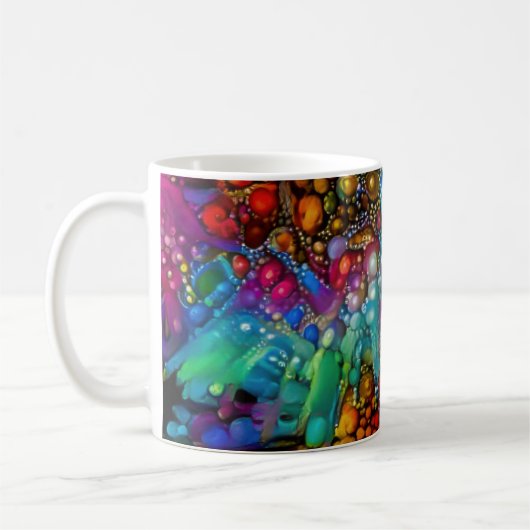 Psychedelische Bubble Burst Abstracte madeliefjes Koffiemok (Links)