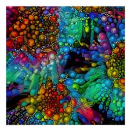 Psychedelische Bubble Burst Abstracte madeliefjes Perfect Poster