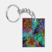 Psychedelische Bubble Burst Abstracte madeliefjes Sleutelhanger (Voorkant Links)
