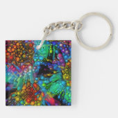 Psychedelische Bubble Burst Abstracte madeliefjes Sleutelhanger (Achterkant)