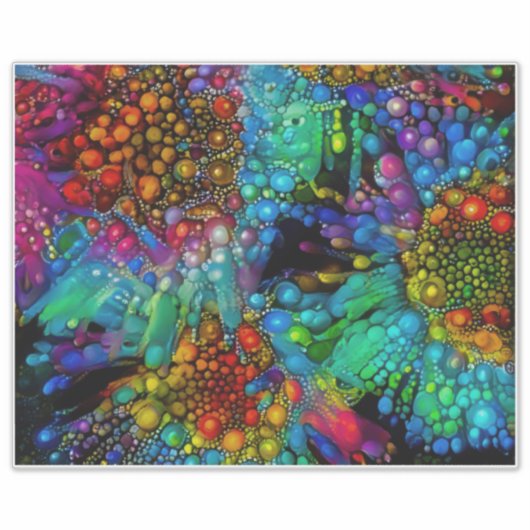 Psychedelische Bubble Burst Abstracte madeliefjes Sticker (Voorkant)