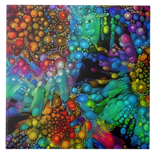 Psychedelische Bubble Burst Abstracte madeliefjes Tegeltje (Voorkant)