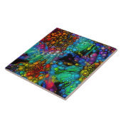 Psychedelische Bubble Burst Abstracte madeliefjes Tegeltje (Zijkant)