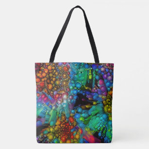 Psychedelische Bubble Burst Abstracte madeliefjes Tote Bag