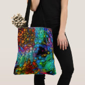 Psychedelische Bubble Burst Abstracte madeliefjes Tote Bag (Dichtbij)
