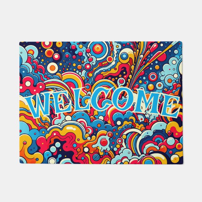 Psychedelische bunte Grafik Deurmat (Voorkant)