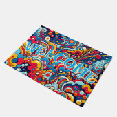 Psychedelische bunte Grafik Deurmat (Schuin)