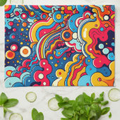 Psychedelische bunte Grafik Theedoek (Gevouwen)