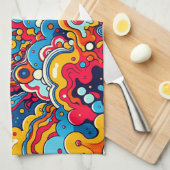 Psychedelische bunte Grafik Theedoek (Quarter Fold)