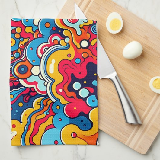 Psychedelische bunte Grafik Theedoek (Quarter Fold)